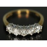 A five stone diamond ring, total approx. diamond wt. 0.50 carats, hallmarked 18ct gold band, gross