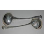 Two hallmarked silver ladles, lengths 17.5cm & 18cm, wt. 4oz.