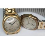 Two hallmarked 9ct gold wrist watches, both with golled plated flexi straps.