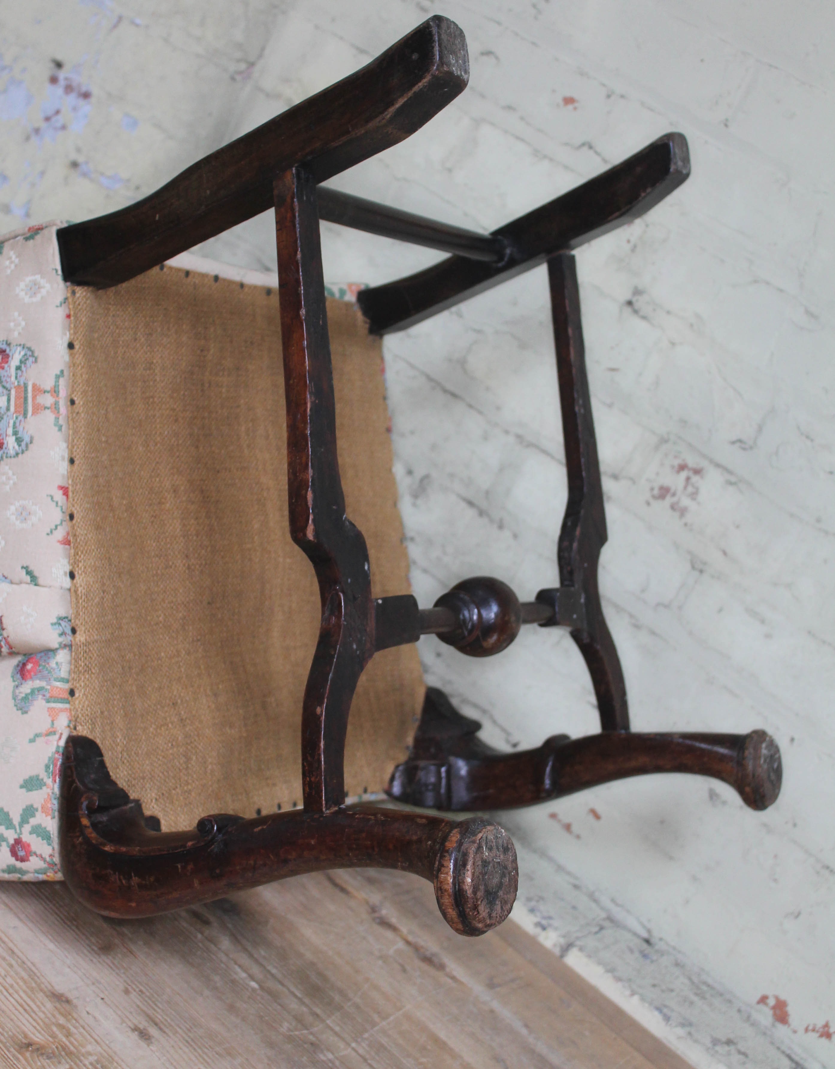 An 18th century and later oak armchair of small proportions with domed back, scroll arms and - Image 2 of 9