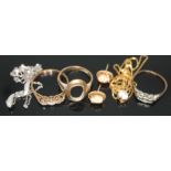 A mixed lot of jewellery hallmarked 9ct or marked 375 together with a diamond ring indisinctly