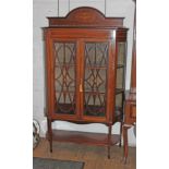 An Edwardian inlaid mahogany display cabinet, width 116cm, depth 42cm & height 198cm.