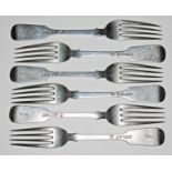 A set of six Victorian silver forks, Joseph & Albert Savory, London 1852, length 17.5cm, wt. 10 1/