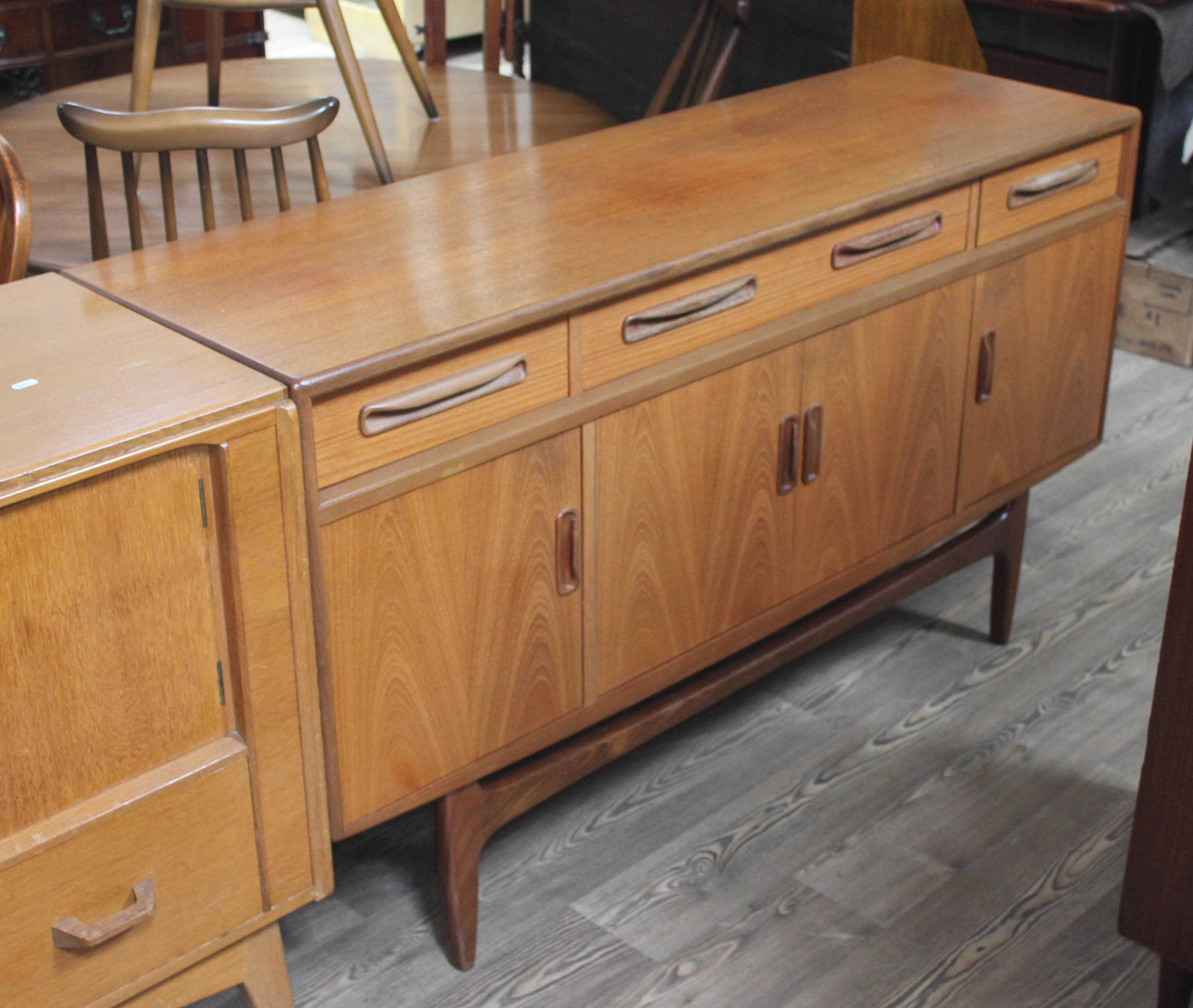 A G-Plan Fresco teak sideboard, length 153cm, depth 46cm & height 84.5cm.