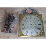 A brass and silvered rolling moon clock dial signed R Schofield Halifax, 34.5cm x 48.5cm, together