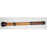 A leather bound malacca weighted cosh or truncheon, length 30cm.