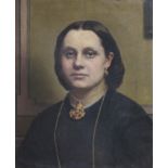19th Century School, portrait of a lady, oil on canvas, 42cm x 52cm, unsigned, later frame 52cm x