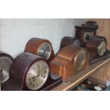 A group of eight assorted mantle clocks. Varying conditions from as found to ok.