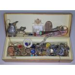 A mixed lot of mainly costume jewellery, also including a hallmarked silver jug.