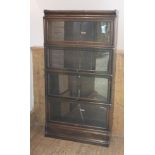 A Globe Wernicke four part sectional bookcase, width 87cm, depth 30cm & height 165cm, interior
