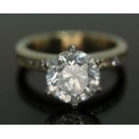 A diamond solitaire ring, the six claw set round brilliant cut diamond weighing approx. 2.53ct,