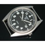 A 1999 military Pulsar Quartz Royal Navy issue stainless steel wristwatch with lumed Arabic numerals