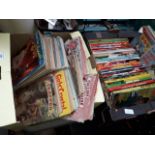 Two boxes of books including annuals etc