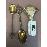 Silver baby rattle and two spoons