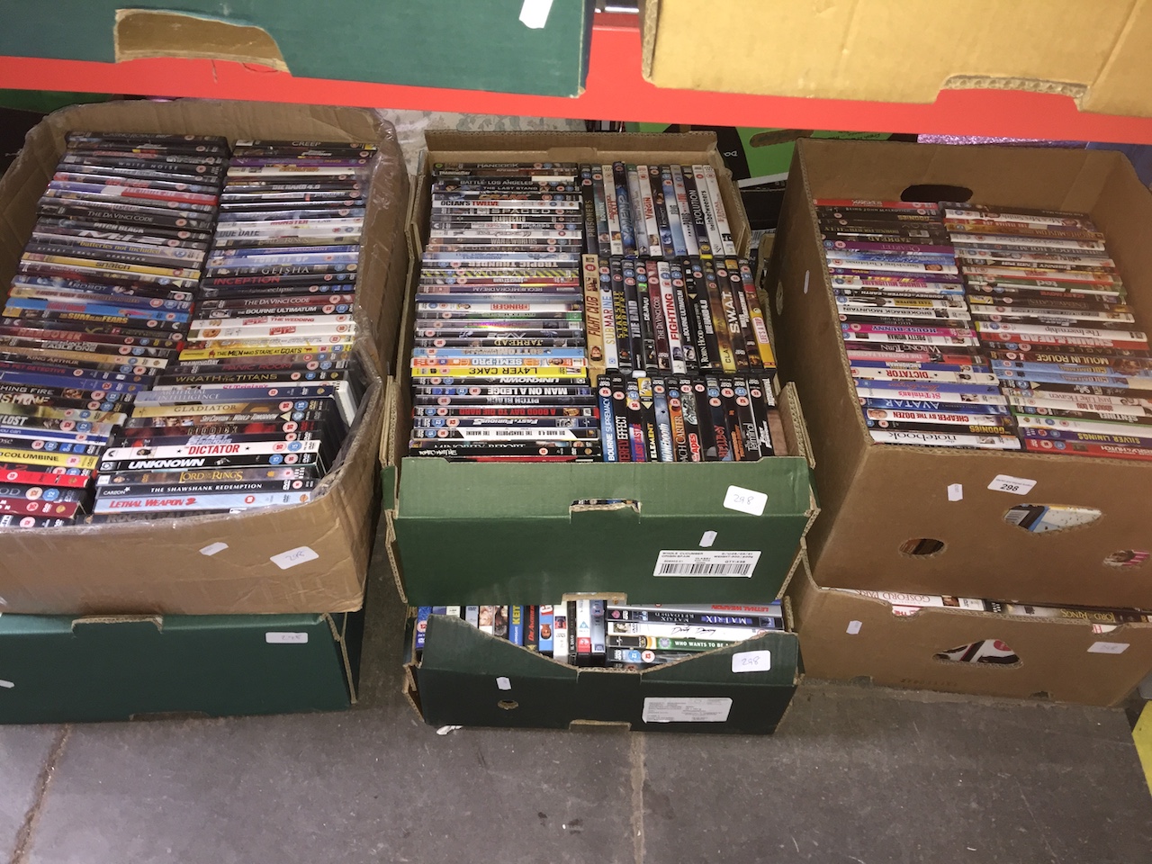 6 boxes of DVDs