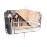 An ARt Deco style mirror reversed etched with a stylised ship 81cm x 38cm.