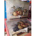 Early 20th Century School, pair, still life with fruit, oil on canvas, 51cm x 48cm, unsigned.