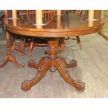 A mid 19th century breakfast table by Gillows Lancaster, stamped above pedestal, length 129cm, depth