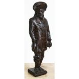 A Victorian carved oak figure depicting a 17th century figure, height 64.5cm.