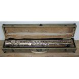 A Hawkes & Son silver plated soprano saxophone no. 61034 with hard case. Condition - general wear