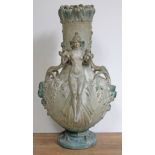 An Art Nouveau Gouda pottery vase "Adanine" after Francois Moreau, height 70cm.