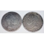 A George III laureate head facing right crown 1820 and a George IIII laureate head facing left
