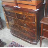 An early Victorian mahogany chest of drawers with bun handles and feet, width 107cm, depth 55cm &