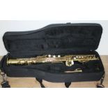 A Trevor James S1 Bb soprano saxophone, serial number R1507, with hard case.