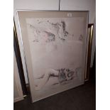 An abstract semi nude scene, signed ltd edition print, indistinctly signed in pencil lower right,