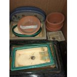 A box of bonsai dishes/planters