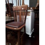 A white painted cabinet, an oak chair and a demi lune table