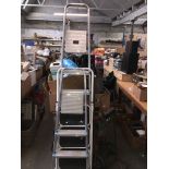 2 sets of aluminium step ladders and another metal step ladder