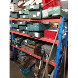 A large collection of garage, garden and household items, including 24 boxes, tool boxes, fur