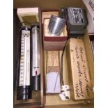 Box with thermometers and other instruments