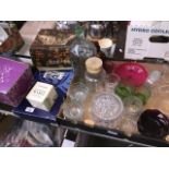 Box of coloured glassware and other boxed glass items