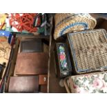 A box of grooming sets and a box of haberdashery baskets