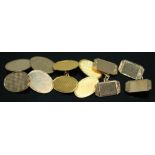 Three pairs of cufflinks,two hallmarked 9ct gold and the other pair marked '9ct', gross wt. 16.