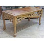 A Chinese hardwood low table, length 91cm, depth 43cm & height 43cm.