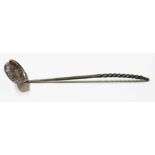 A Scottish George III silver ladle with twist horn handle and embossed bowl, Andrew Wilkie,