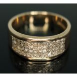 A hallmarked 9ct gold ring set with diamonds, gross wt. 3.63g, size O. Condition - good, general