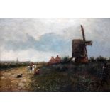 Sebastopol Samuel Holland (act. 1876-1911), landscape with figures and windmill, oil on canvas, 52cm