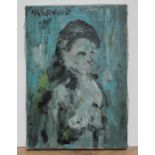 James Lawrence Isherwood (1917-1989), "Teen Nude", oil on canvas, 19cm x 27cm, signed upper left,