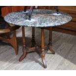 A late Victorian marble top occasional table, diam. 76cm & height 58cm.