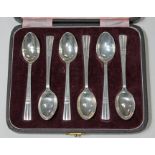 A cased set of siz Art Deco hallmarked silver teaspoons. Condition - good, general wear only.