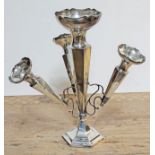 A silver epergne, Chester 1912, height 30.5cm, weight base. Condition - split and twist to top