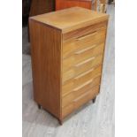 A White & Newton teak chest of drawers, width 61cm, depth 41cm & height 102cm. Condition - general