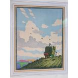 John Hall Thorpe (British 1874-1947), "Haymakers", wood cut print in colours, 26.5cm x 33cm,