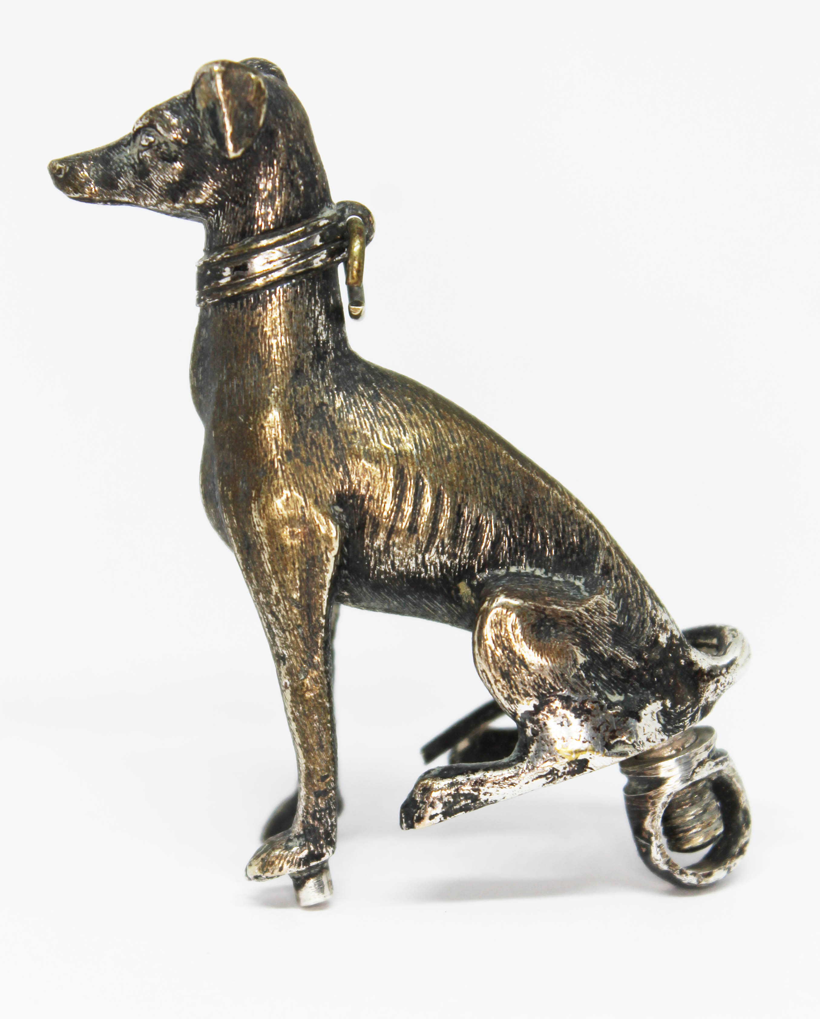 A silver plated finial modelled as a grey hound, with screw fitting and nut, length 75mm. - Bild 3 aus 3