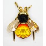 A Daniel Swarovski silver gilt Paradise Bee brooch, length 43mm. Condition - good, no damage/repair,