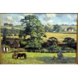 Dr Gilbert Simpson (British 20th Century), "Manor Farm Halesowen", oil on canvas, 90cm x 60cm,